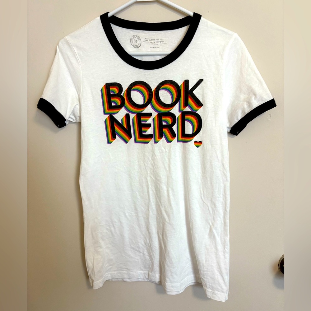Out of Print Rainbow Book Nerd Ringer Tee Medium